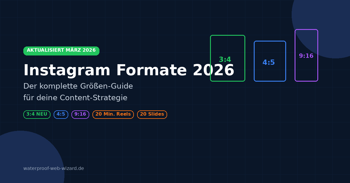 Instagram Formate 2026 - Der komplette Größen-Guide für Feed, Reels, Stories und Karussells Instagram Formate 2026: Der komplette Größen-Guide für deine Content-Strategie