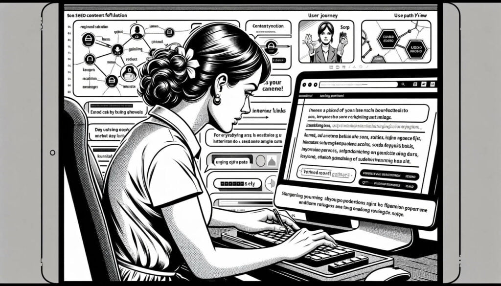 Eine Illustration einer Frau, die an einem Computer arbeitet.